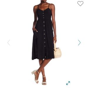 Cute black button front sleeveless midi Dress